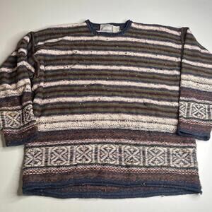 Concrete Mix Vintage 90s Women’s Oversized Sweater XL XXL Multicolor Striped USA